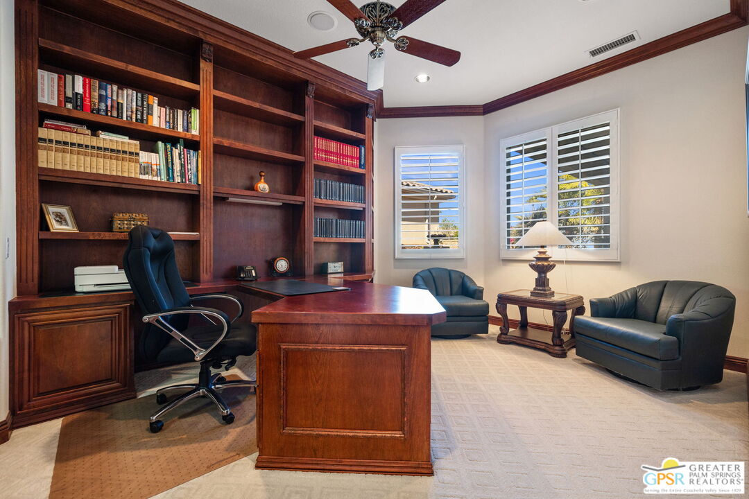 51 Killian Way Rancho Mirage, CA 92270 - Photo 41 of 71 a view of a workspace with furniture and a window