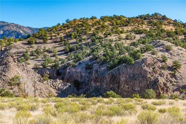 a view of a yard covered with snow in the background