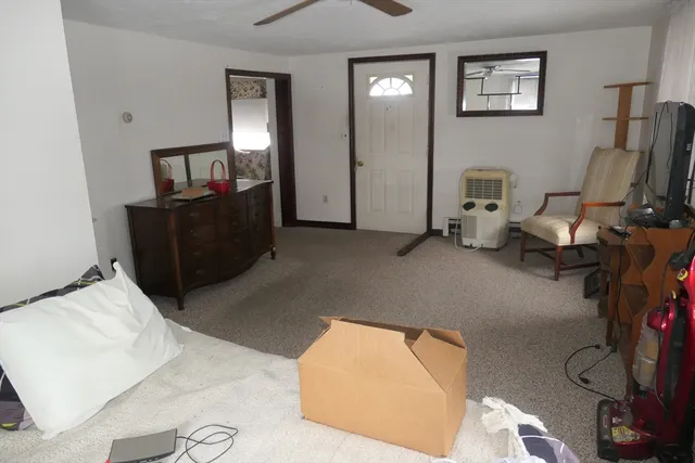 a view of a closet with storage