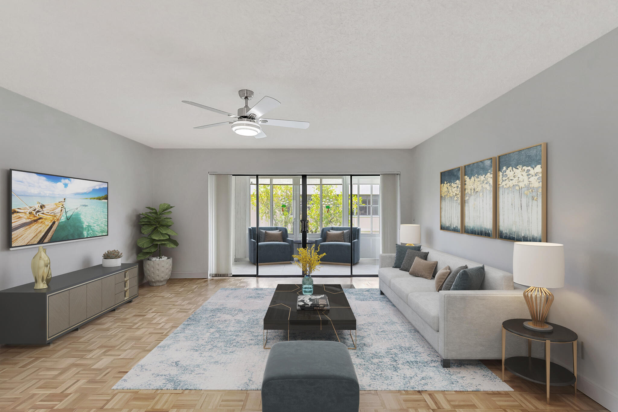 124 Capri B Delray Beach, FL 33484 - Photo 1 of 69 a living room with furniture and a flat screen tv