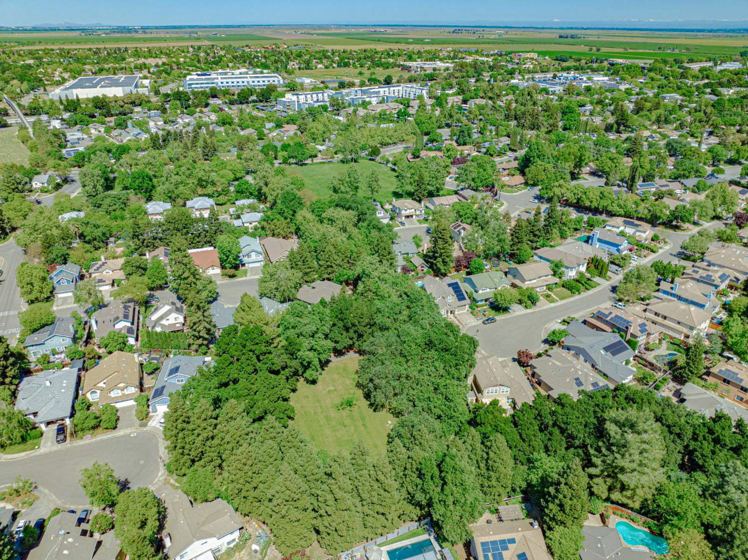 3718 Maidu Place Davis, CA 95618 - Photo 38 of 50 an aerial view of residential houses with outdoor space and trees all around
