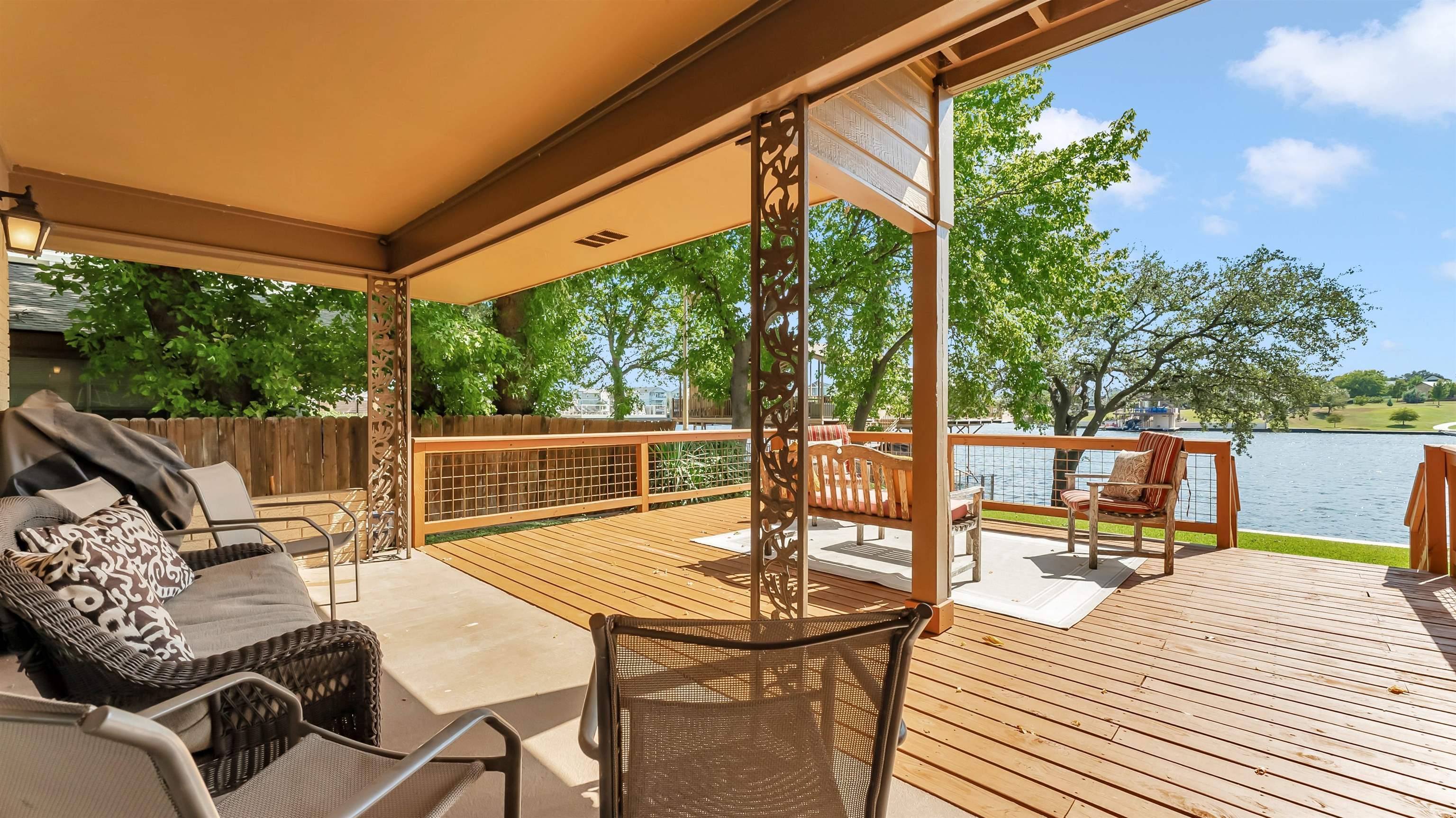 539 Ellen Williams Loop Kingsland, TX 78639 - Photo 30 of 30 a view of a patio with dining table and chairs