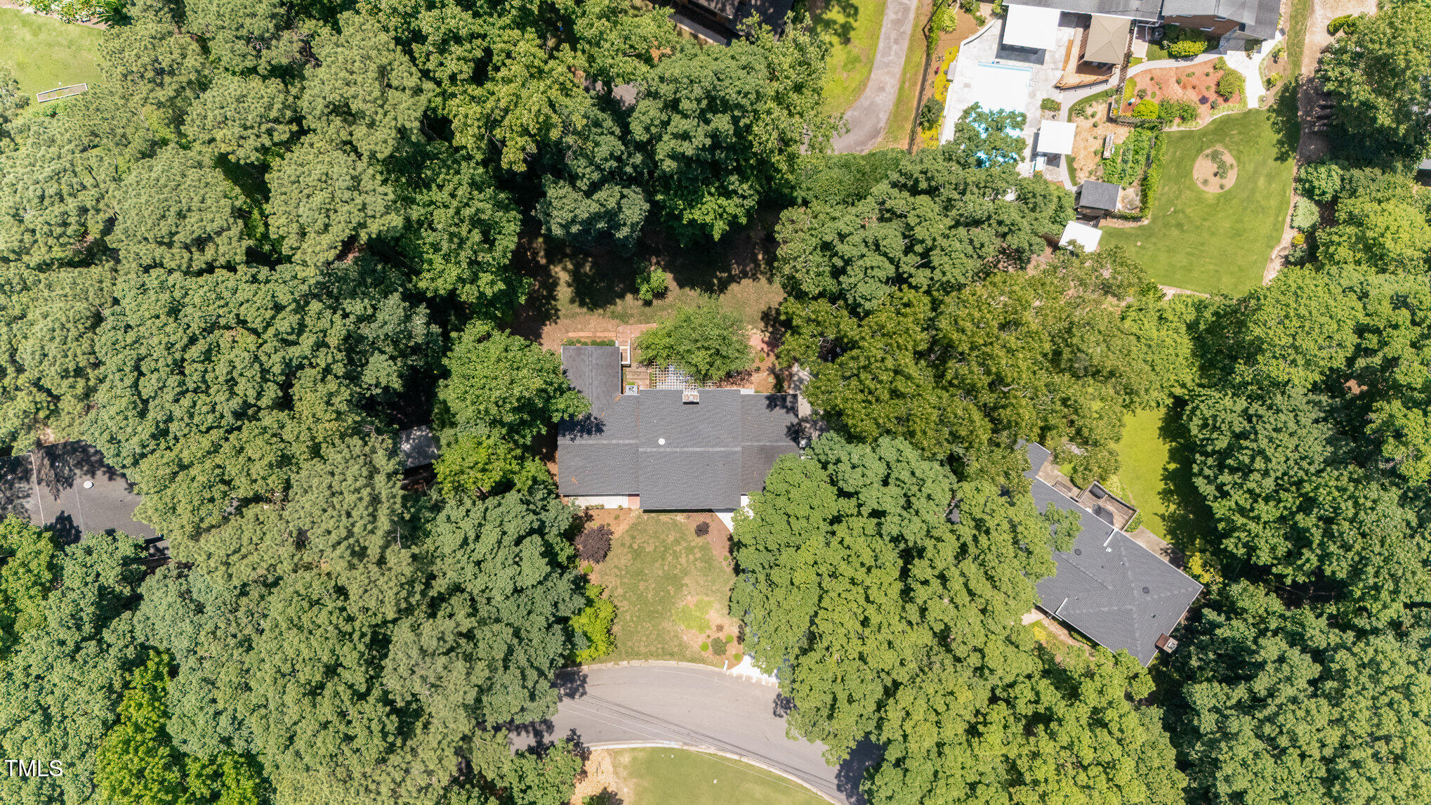 6609 Electra Drive Raleigh, NC 27607 - Photo 34 of 35 an aerial view of residential house with outdoor space and trees all around