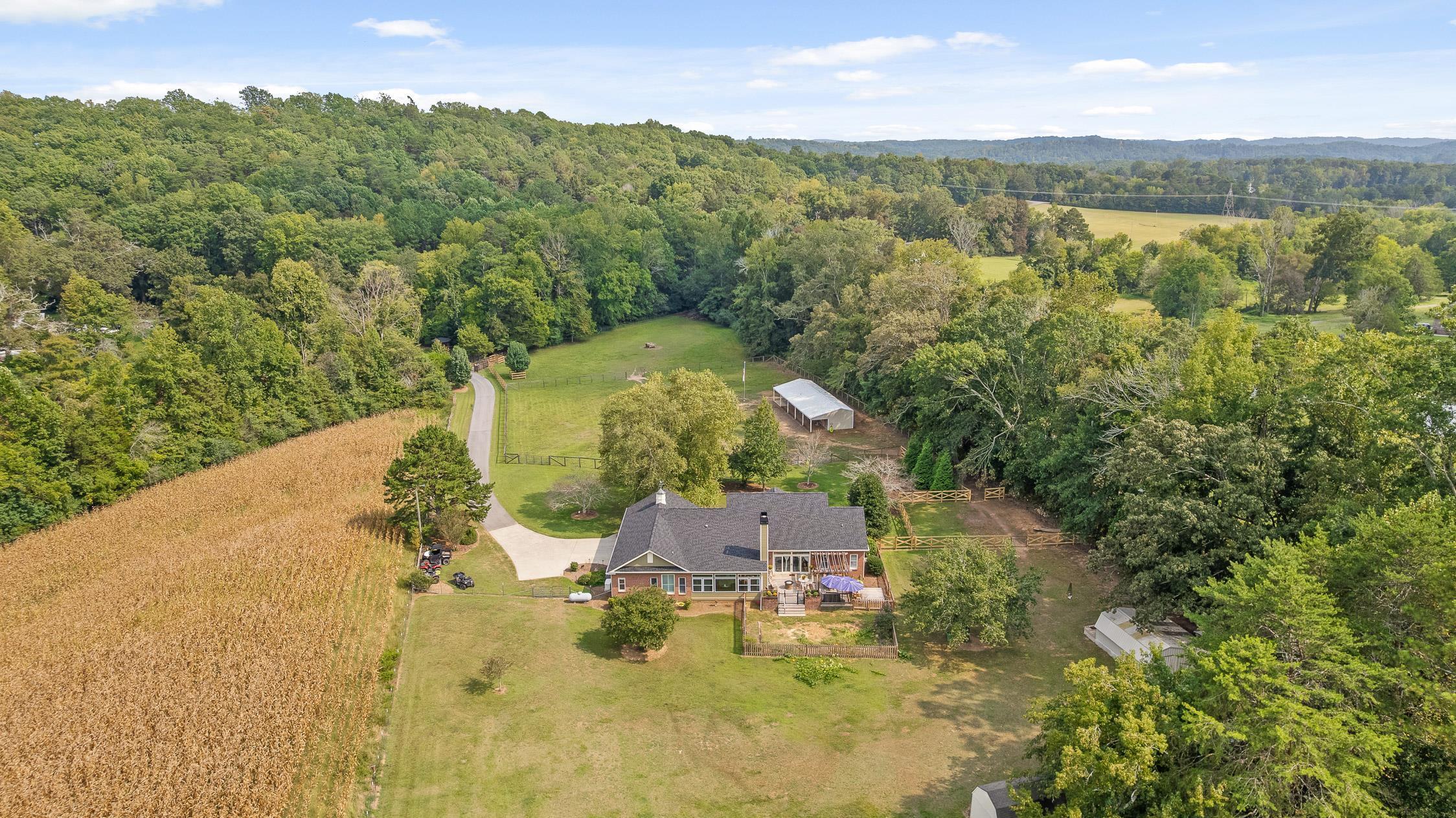 1024 Banther Road Southwest McDonald, TN 37353 - Photo 37 of 38 Banther Drone View of House and Horse Ba