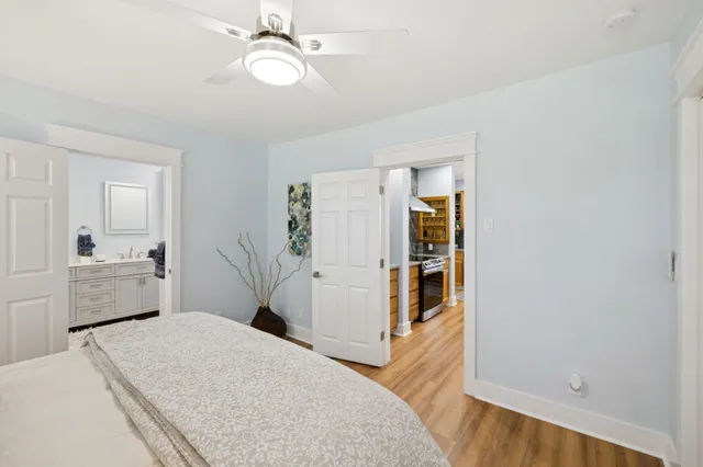 a room that has a bed and a window