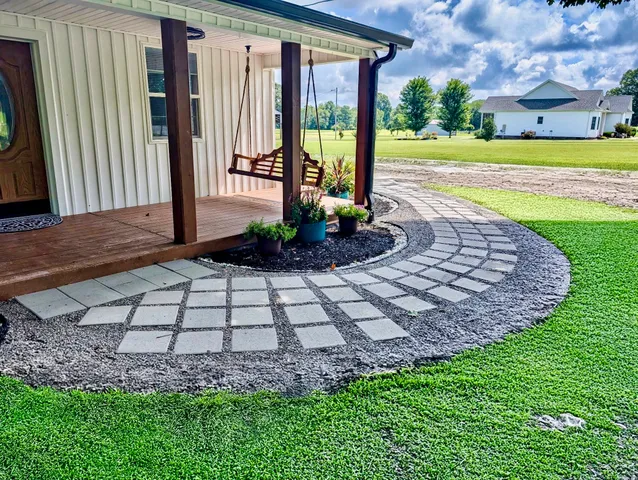 a view of a entryway door front of house