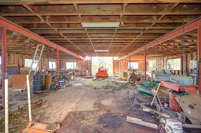 a view of a yard with tree s