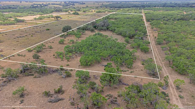a view of a yard with wooden fence