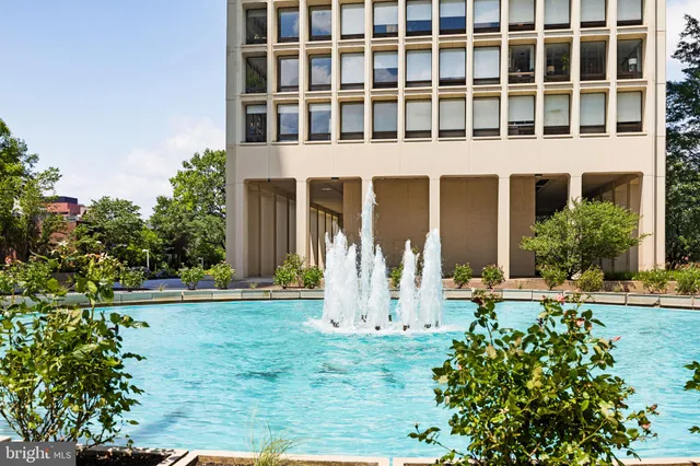a front view of a building with windows