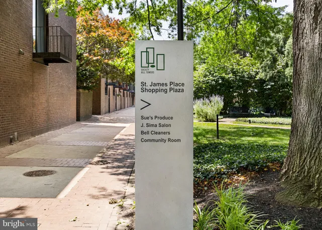 a view of a building with a garden