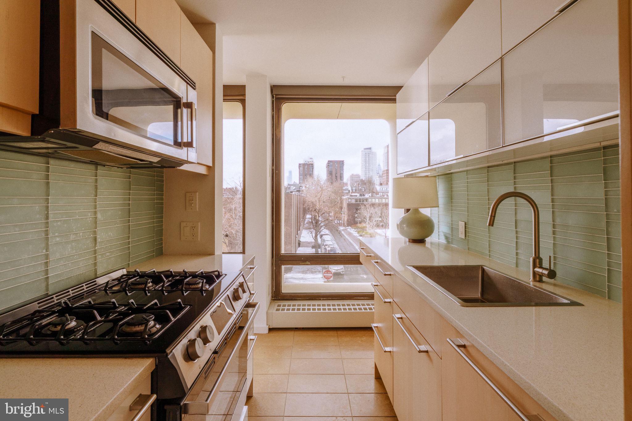 220 Locust Street, Unit 2GS Philadelphia, PA 19106 - Photo 9 of 42 a kitchen with a sink and a stove top oven