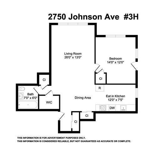 2750 Johnson Avenue, Unit 3H Bronx, NY 10463 - Photo 12 of 12 View of floor plan / room layout