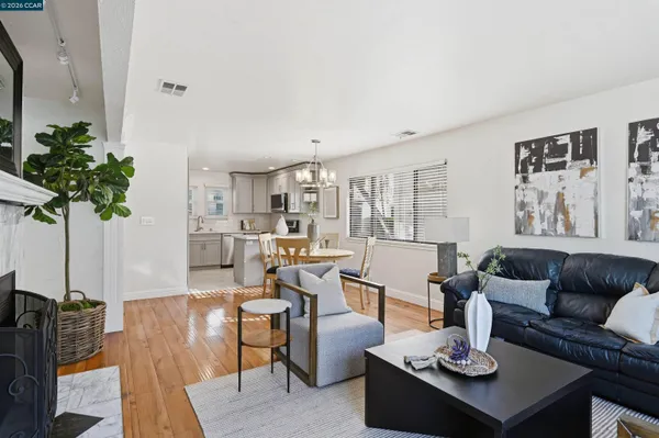 a living room with furniture potted plant and a flat screen tv