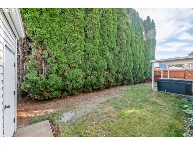 a backyard of a house with lots of green space