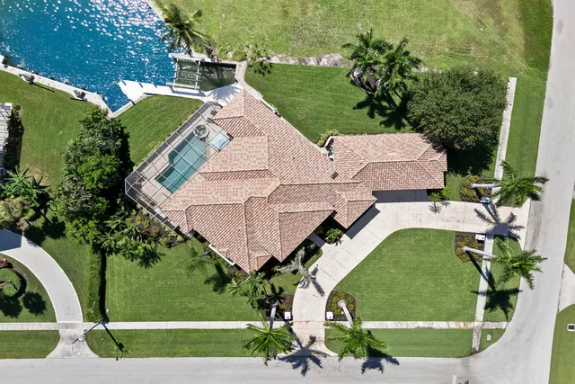 an aerial view of a house