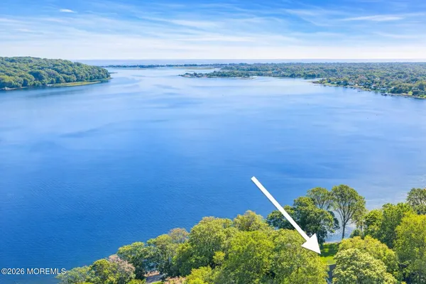 a view of a lake with a mountain in the background