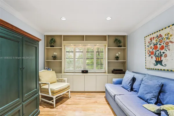 a living room with furniture