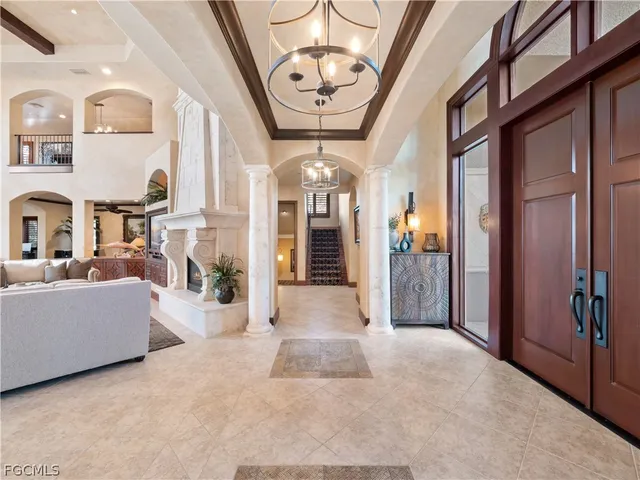 a view of a living room and dining room