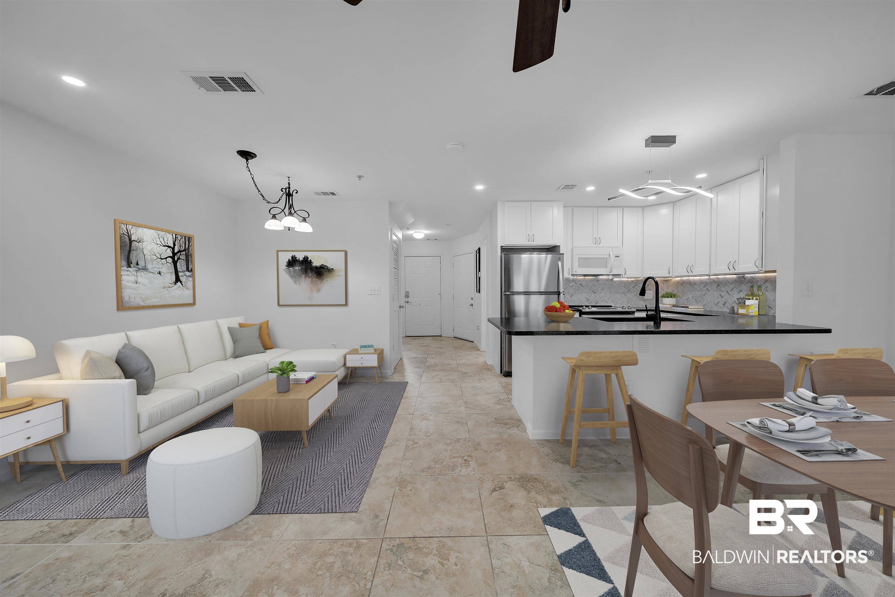 1517 Regency Road, Unit 142 Gulf Shores, AL 36542 - Photo 5 of 49 Living room featuring recessed lighting and a ceiling fan