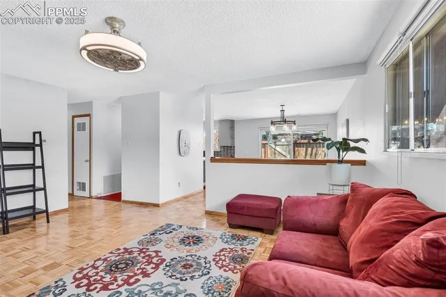 a living room with furniture