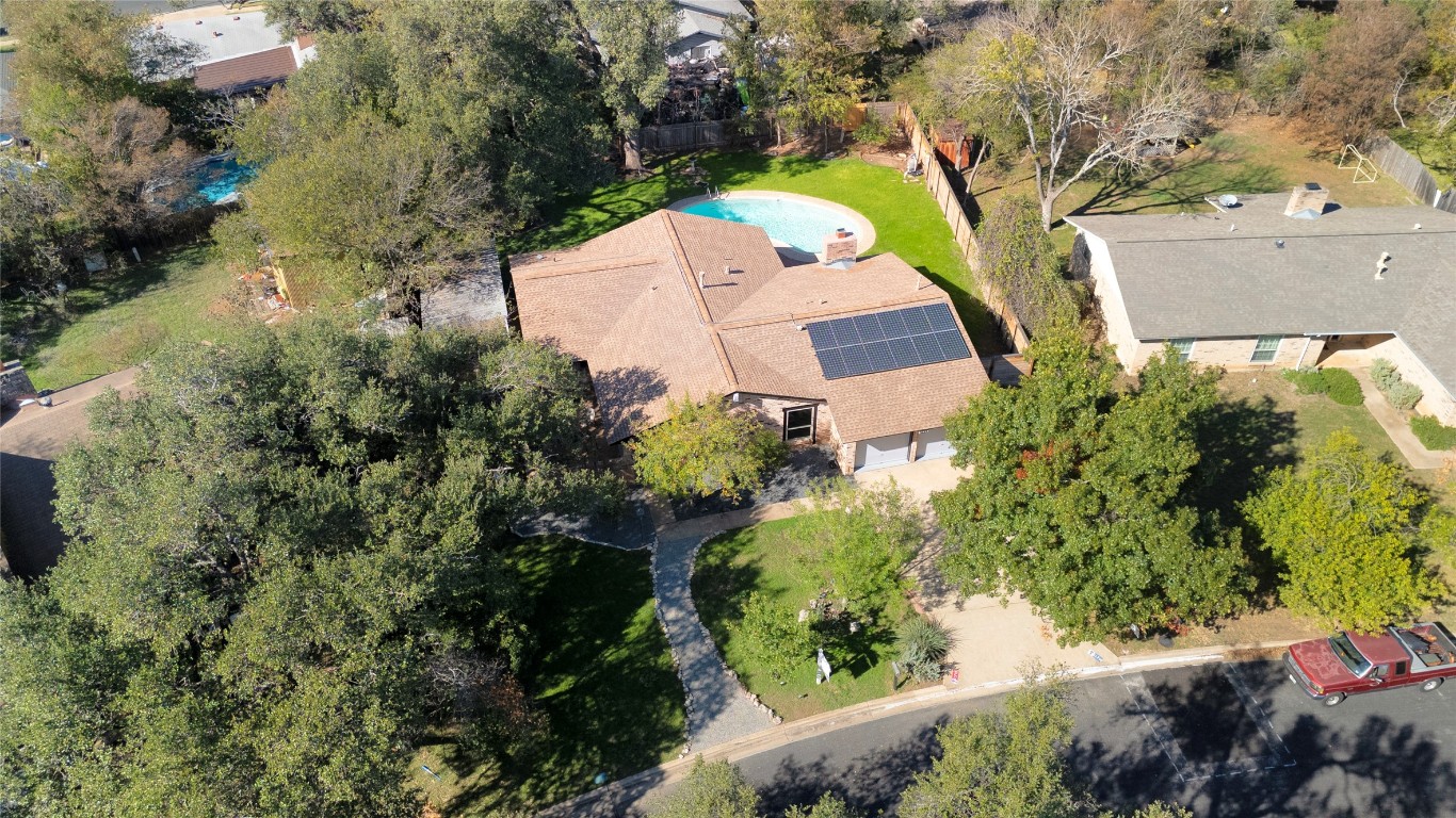 11714 Buckingham Road Austin, TX 78759 - Photo 32 of 34 an aerial view of a house with swimming pool and garden