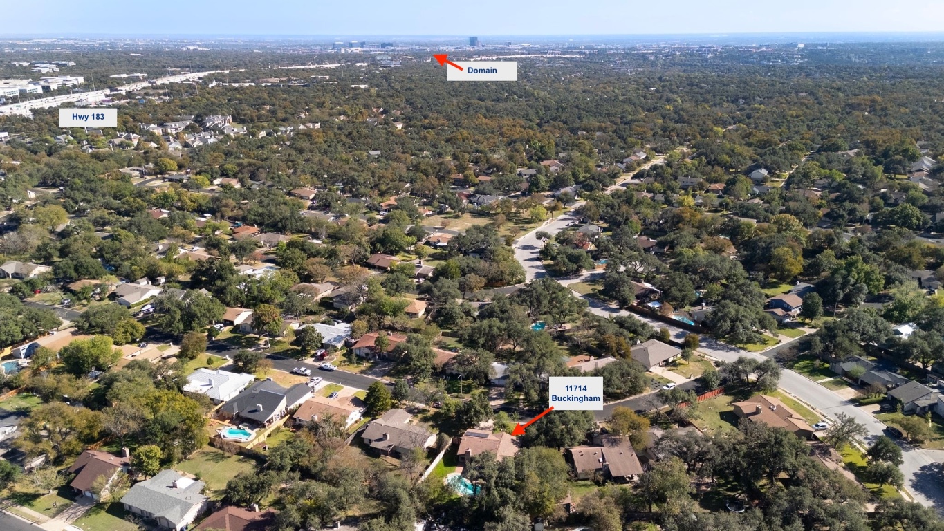 11714 Buckingham Road Austin, TX 78759 - Photo 35 of 35 Aerial overview of property's location featuring nearby suburban area