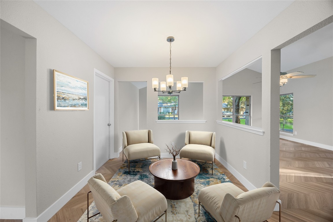 11714 Buckingham Road Austin, TX 78759 - Photo 6 of 35 Sitting room, study nook or breakfast area with a chandelier.