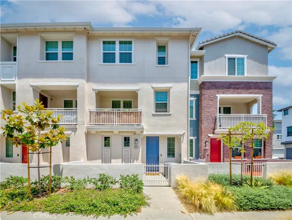a front view of multi story residential apartment building