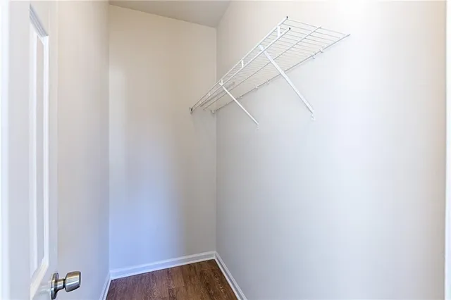 a view of a room with racks on the wall