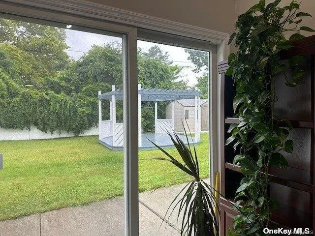 a view of a garden from a window
