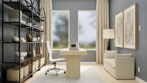 a living room with a couch and a table