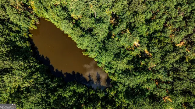 a view of a lake with a yard