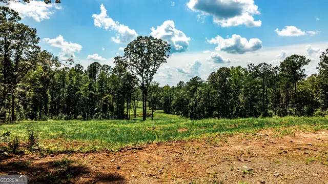 a view of a golf course with a garden