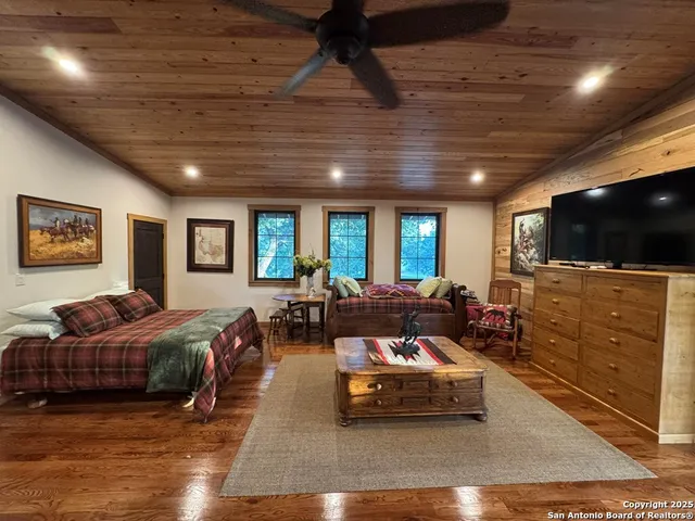 a view of a city with a big yard