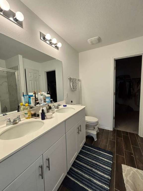 1512 Hope Ranch Road Leander, TX 78641 - Photo 17 of 27 a bathroom with a double vanity sink and a mirror