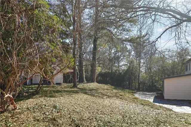 a backyard of a house with lots of green space