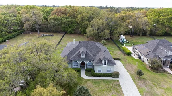 an aerial view of a house