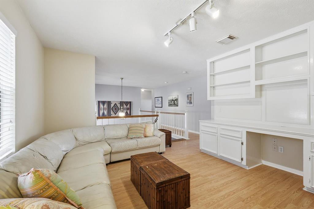 7608 Tallow Road Irving, TX 75063 - Photo 26 of 40 a living room with furniture and a wooden floor