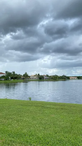 a view of a lake and mountain in the back