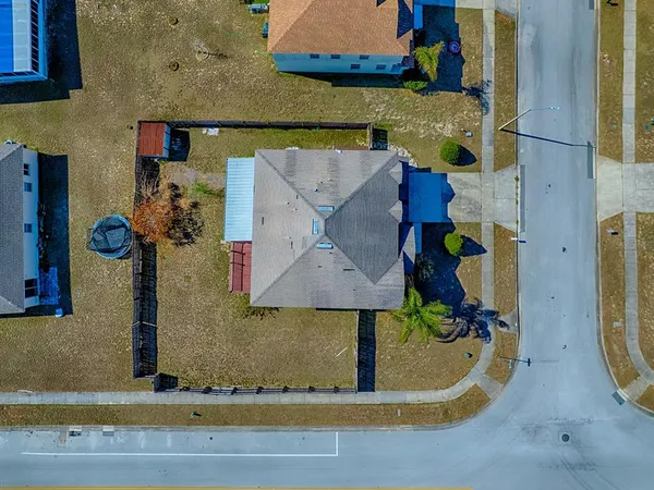 an aerial view of a house