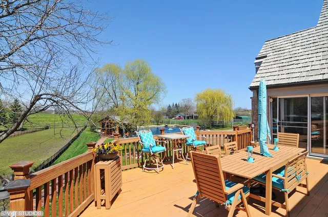 a view of a lake with a big yard