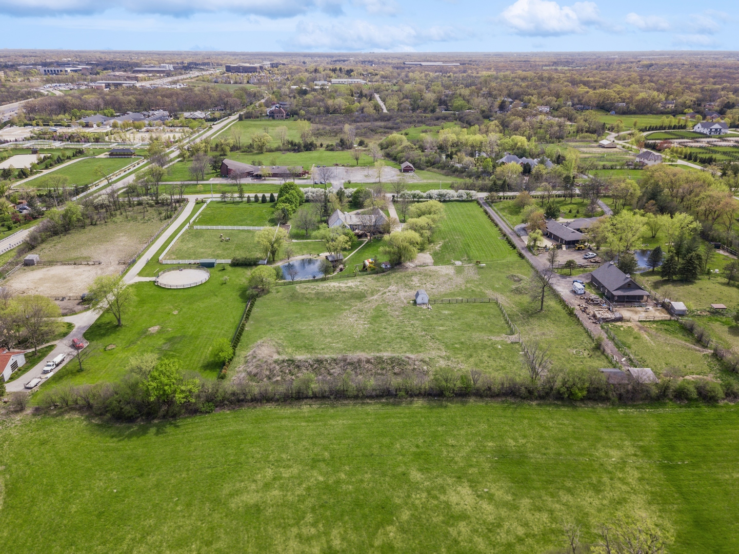 14080 West Old School Road Mettawa, IL 60048 - Photo 48 of 64 an aerial view of a residential houses with outdoor space and trees