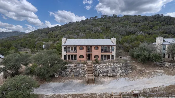 an aerial view of a house