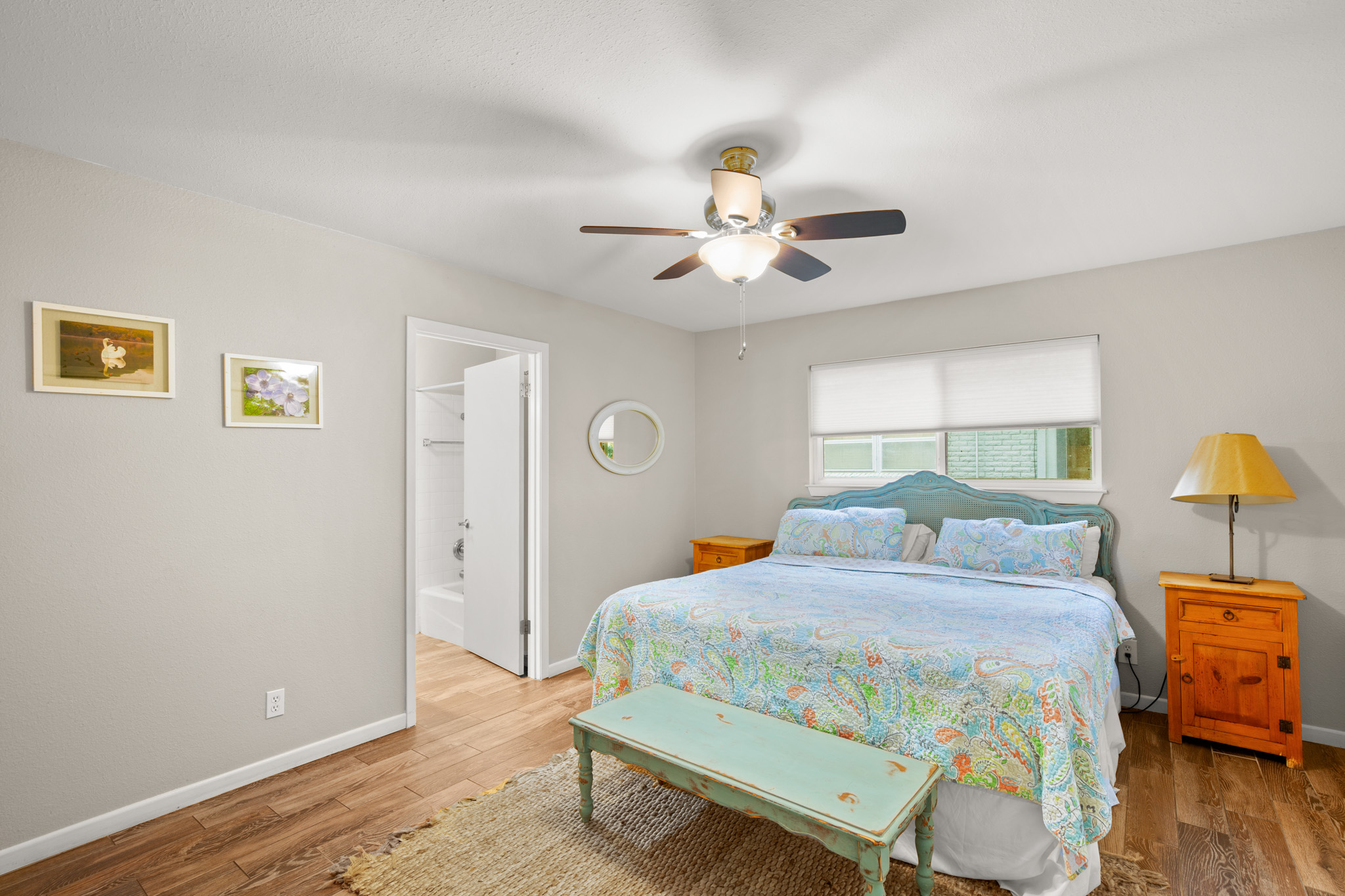 508 Riverside Drive Kingsland, TX 78639 - Photo 19 of 39 a bedroom with a bed and wooden floor