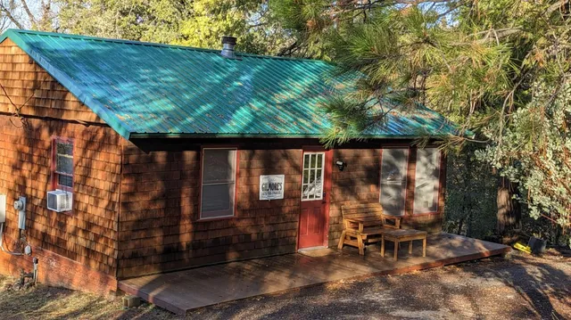 an outdoor view of garden with patio
