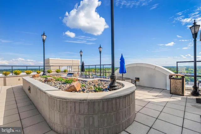 a view of a building with a street