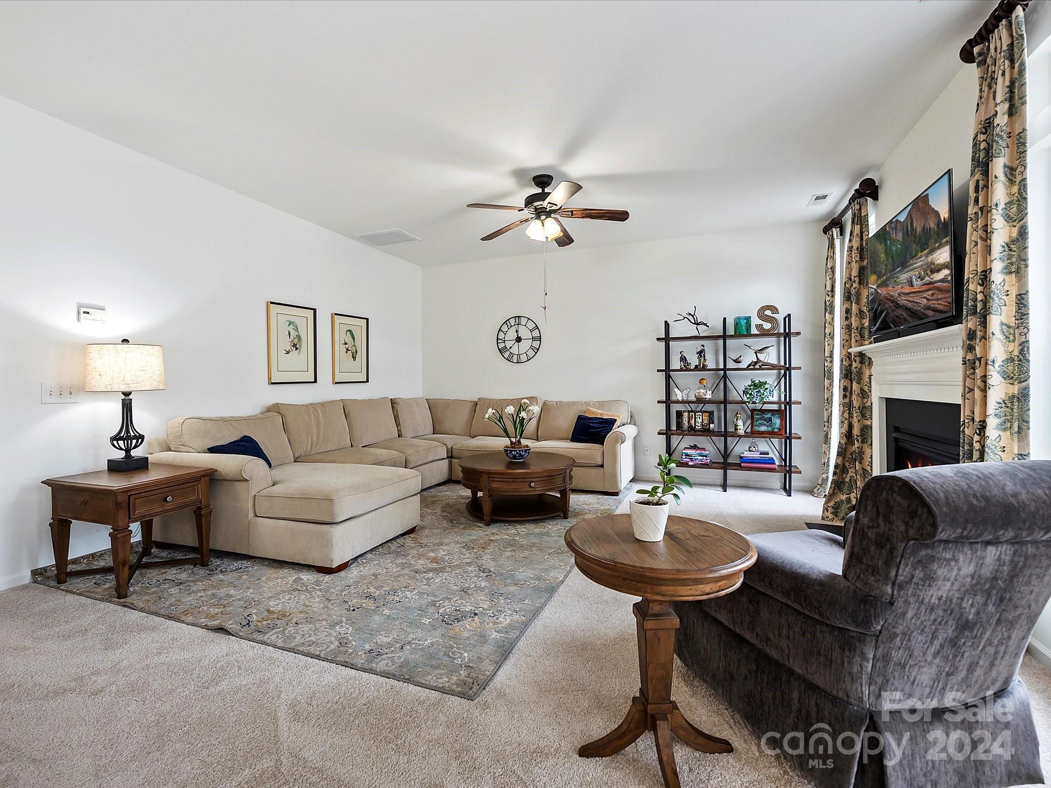 117 Snead Road Fort Mill, SC 29715 - Photo 18 of 36 a living room with furniture a fireplace and a flat screen tv