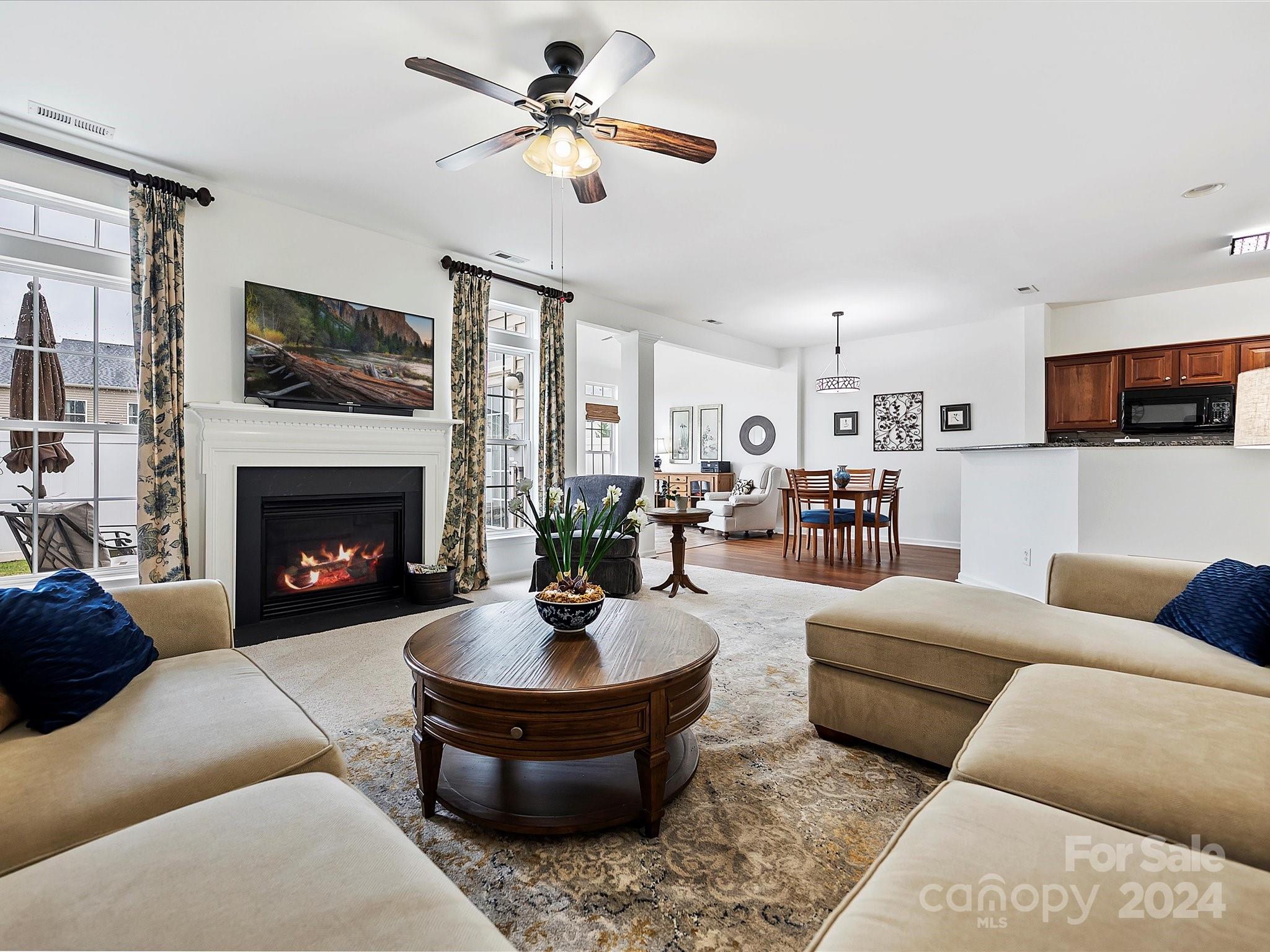 117 Snead Road Fort Mill, SC 29715 - Photo 20 of 36 a living room with furniture a fireplace and a flat screen tv