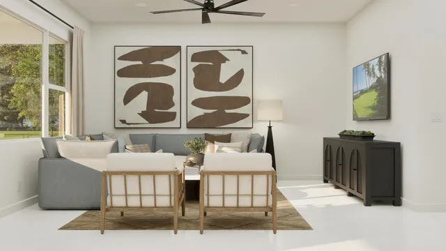 a view of a room with furniture and entryway