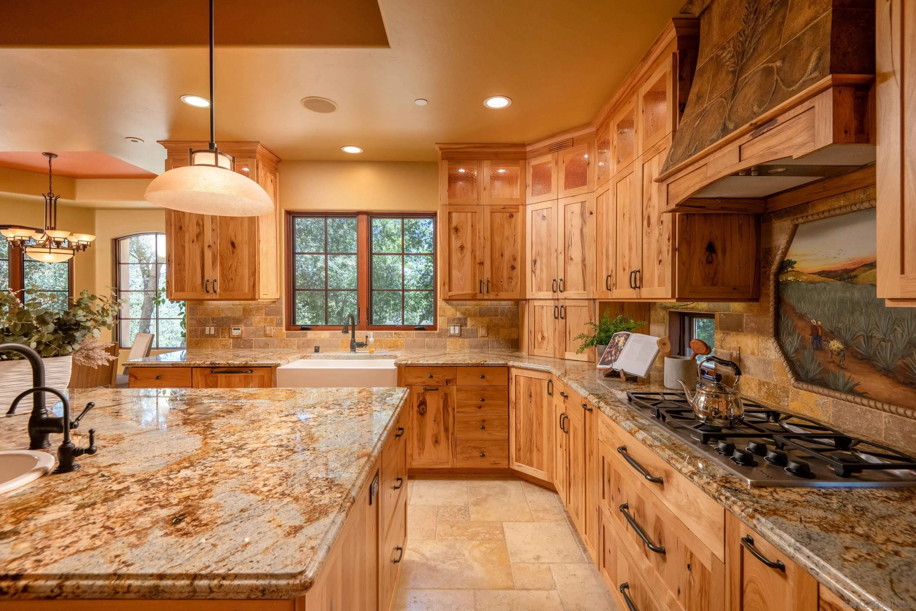 23835 Viejas Grade Road Descanso, CA 91916 - Photo 21 of 62 a large kitchen with stainless steel appliances granite countertop a sink and a stove